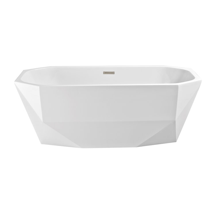 StreamlineBath 63'' x 28.7'' Freestanding Soaking Acrylic Bathtub Wayfair